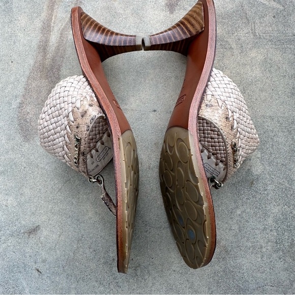 Coach Shaw Leather Woven Heeled Slide Snake Print Sandals Size 6.5 NWOB - Picture 6 of 10